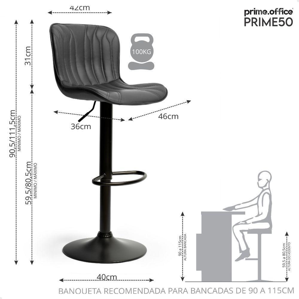 Kit 03 Un Banquetas Altas Giratórias Encosto Bar Confortável Preto - 5