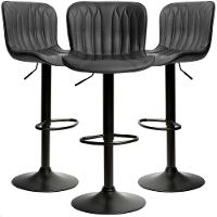 Kit 03 Un Banquetas Altas Giratórias Encosto Bar Confortável Preto - 1