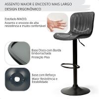 Kit 03 Un Banquetas Altas Giratórias Encosto Bar Confortável Preto - 7