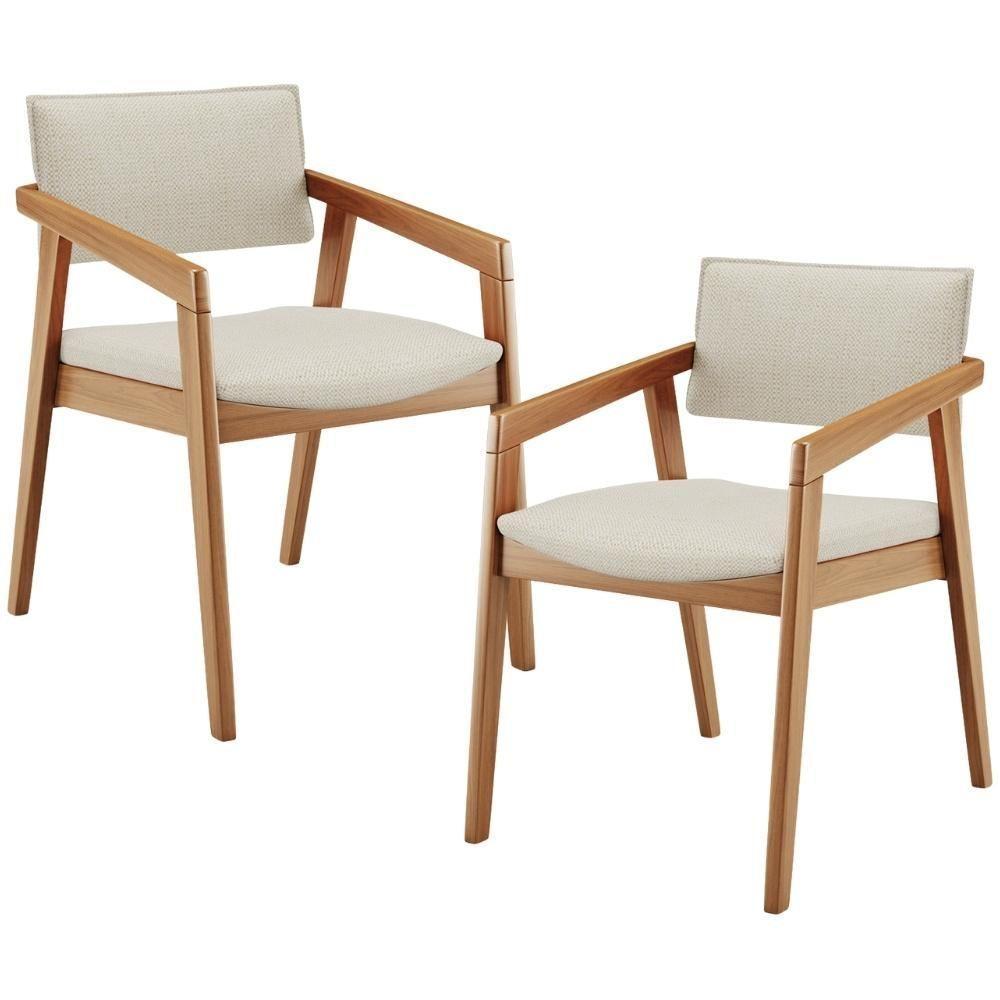 Kit 02 Cadeiras Para Sala De Jantar Estar Living Giorgia L02 Linho Champagne - Lyam Decor - 1