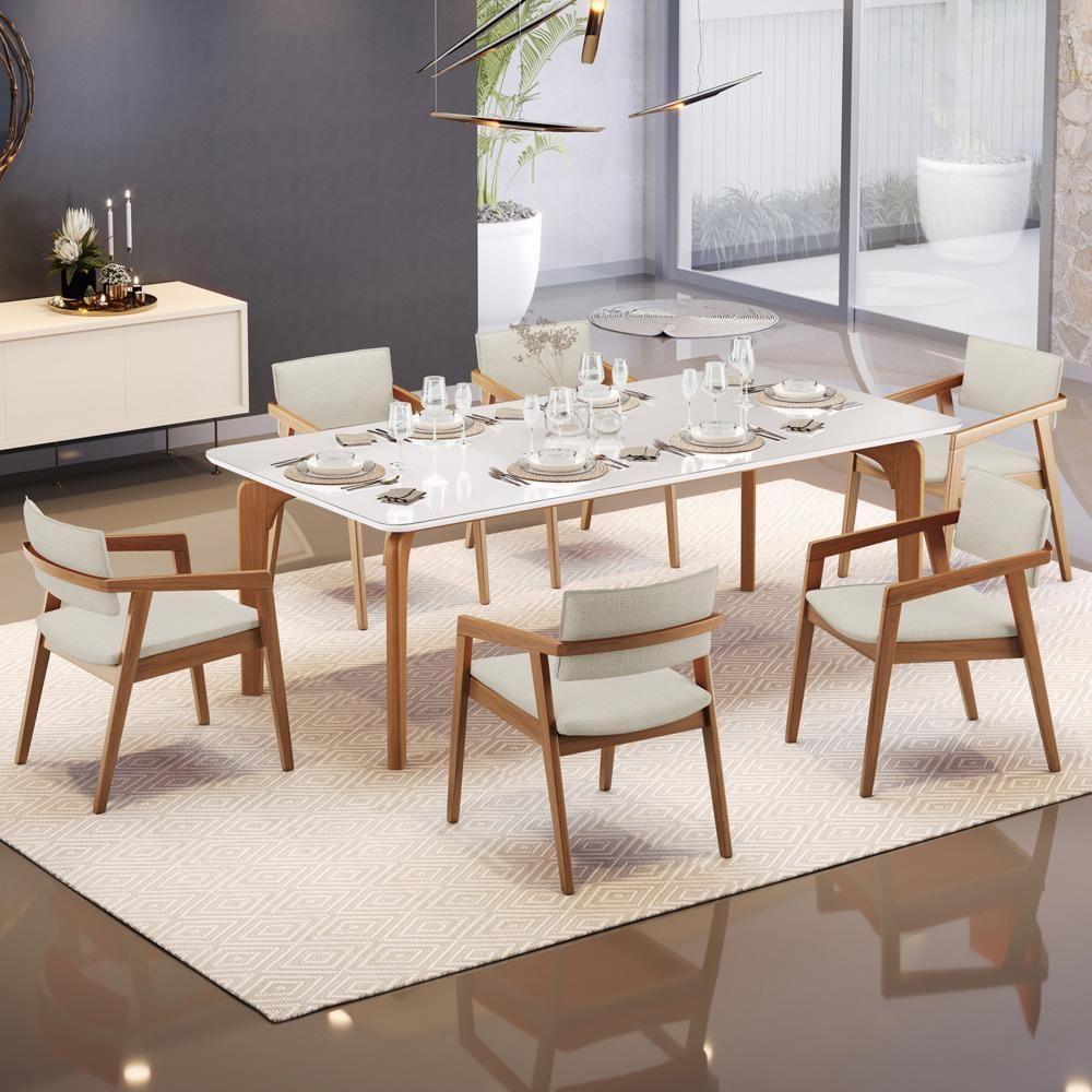 Kit 02 Cadeiras Para Sala De Jantar Estar Living Giorgia L02 Linho Champagne - Lyam Decor - 2