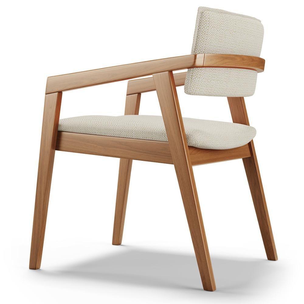 Kit 02 Cadeiras Para Sala De Jantar Estar Living Giorgia L02 Linho Champagne - Lyam Decor - 7