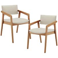 Kit 02 Cadeiras Para Sala De Jantar Estar Living Giorgia L02 Linho Champagne - Lyam Decor - 1