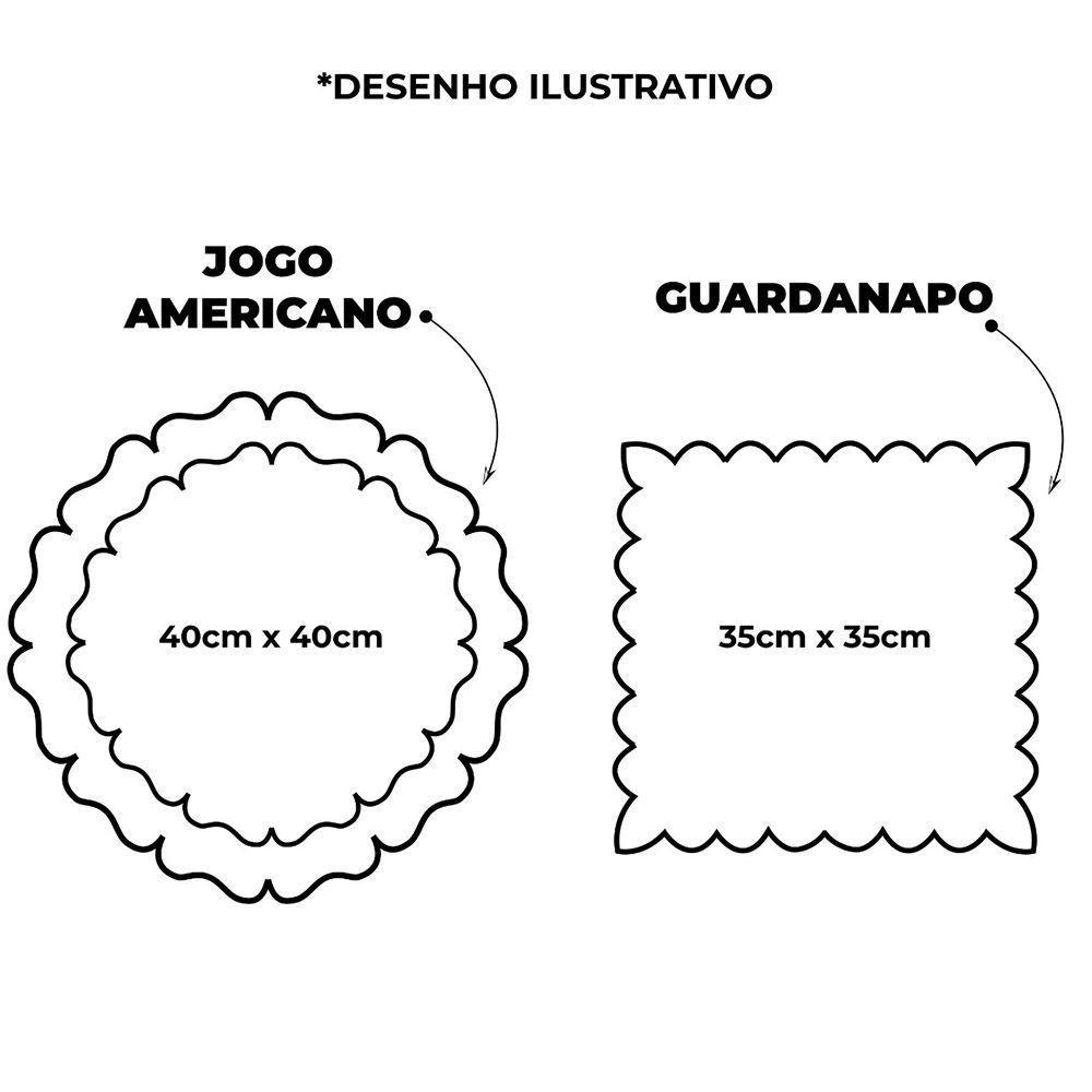 Jogo De Guardanapos Sousplat Americano 12 Peças Bordado Decorativo - Sparta Branco - 100% Poliéster - 2