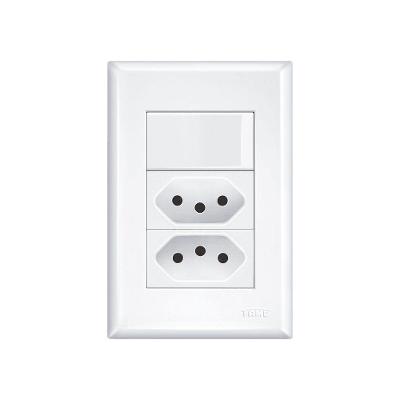Interruptor Simples E Tomada Dupla 2p+t 10a Fame Evidence Com Placa 4x2 Branco
