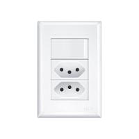 Interruptor Simples E Tomada Dupla 2p+t 10a Fame Evidence Com Placa 4x2 Branco - 1