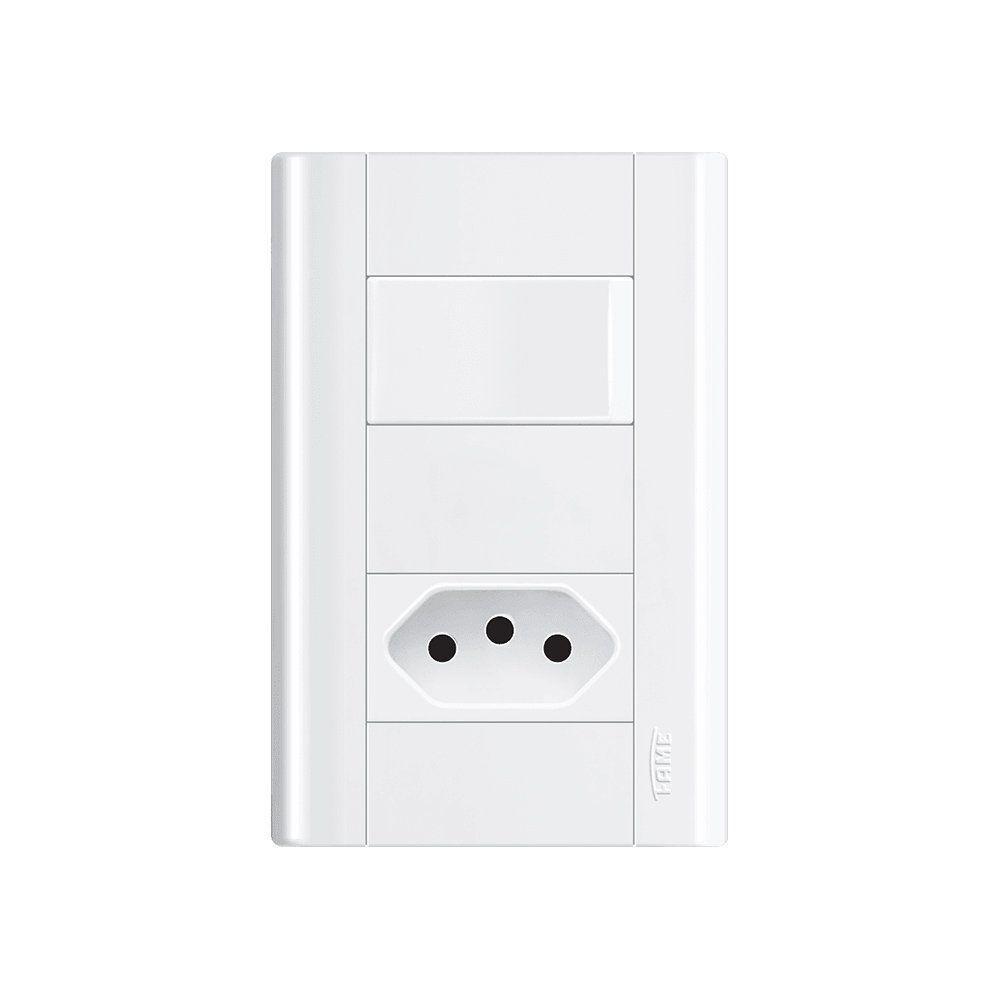 Interruptor Simples E Tomada 2p+t 10a Fame Modulare Com Placa 4x2 Branco - 1