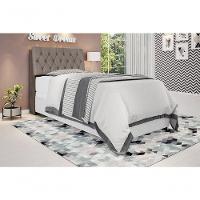 Cabeceira Box Solteiro 0,88 Isis Chocolate Com Capitonê Capuccino - Framar Móveis - 1