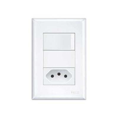 Interruptor Simples E Tomada 2p+t 10a Fame Evidence Com Placa 4x2 Branco