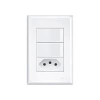 Interruptor Simples Duplo E Tomada 2p+t 10a Fame Evidence Com Placa 4x2 Branco - 1