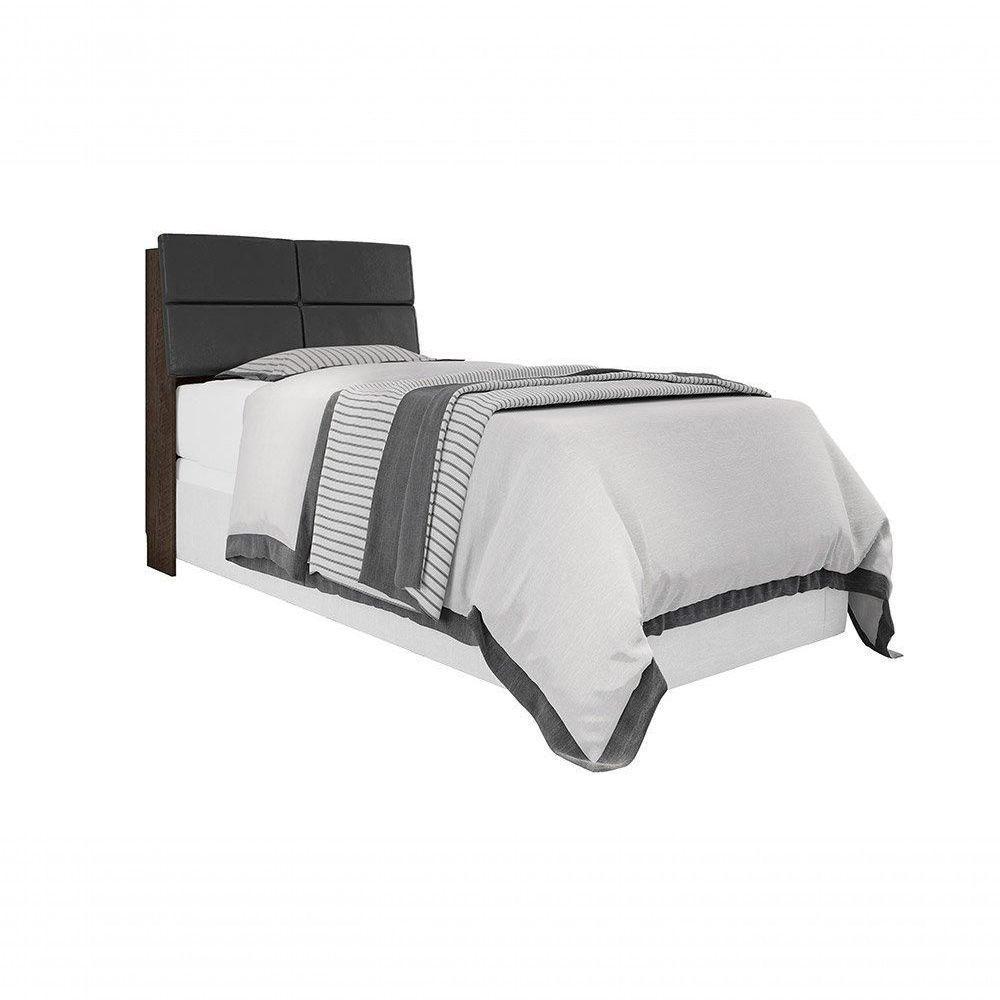 Cabeceira Box Solteiro 0,88 Isis Chocolate Com Painel Class Preto - Framar Móveis - 3