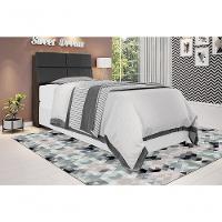 Cabeceira Box Solteiro 0,88 Isis Chocolate Com Painel Class Preto - Framar Móveis - 1