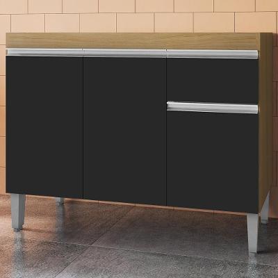 Balcao Para Pia Sem Tampo 95 Cm Tatiane Amendoa Preto Reajl Moveis Amendoa Preto