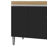 Balcao Para Pia Sem Tampo 95 Cm Tatiane Amendoa Preto Reajl Moveis Amendoa Preto - 6