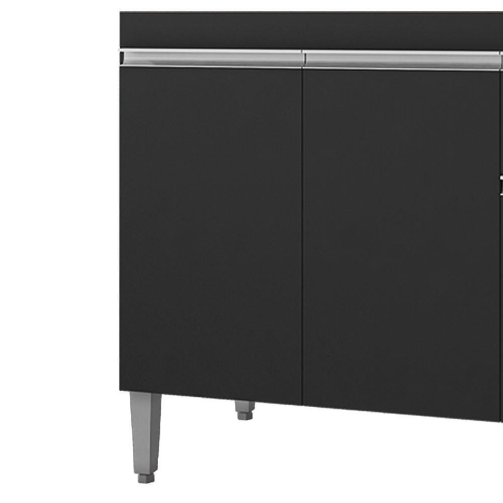 Balcao Para Pia Sem Tampo 118 Cm Tatiane Preto Reajl Moveis Preto - 6