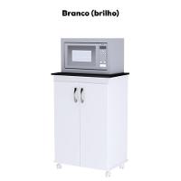 Balcao Multiuso 2 Portas 59 Cm Vitoria Branco Preto Reajl Moveis Branco Preto - 3