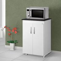 Balcao Multiuso 2 Portas 59 Cm Vitoria Branco Preto Reajl Moveis Branco Preto - 5