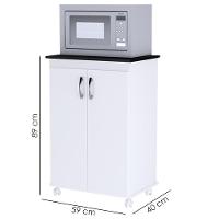 Balcao Multiuso 2 Portas 59 Cm Vitoria Branco Preto Reajl Moveis Branco Preto - 6