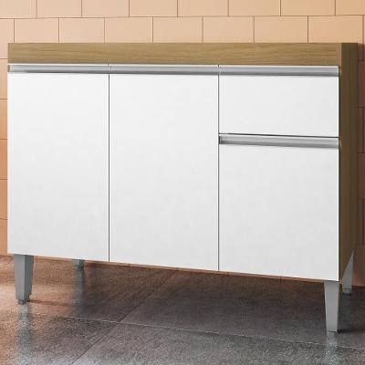 Balcao Para Pia Sem Tampo 118 Cm Tatiane Amendoa Branco Reajl Moveis Amendoa Branco