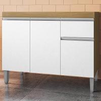 Balcao Para Pia Sem Tampo 118 Cm Tatiane Amendoa Branco Reajl Moveis Amendoa Branco - 1