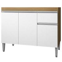 Balcao Para Pia Sem Tampo 118 Cm Tatiane Amendoa Branco Reajl Moveis Amendoa Branco - 2