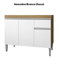 Balcao Para Pia Sem Tampo 118 Cm Tatiane Amendoa Branco Reajl Moveis Amendoa Branco