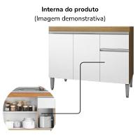 Balcao Para Pia Sem Tampo 118 Cm Tatiane Amendoa Branco Reajl Moveis Amendoa Branco - 5