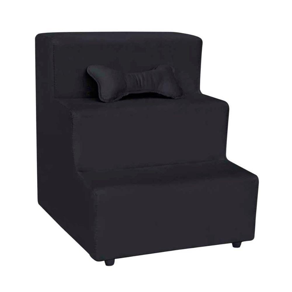 Escada Pet Almofadada 3 Degraus Para Cães E Gatos Veludo Preto - 1