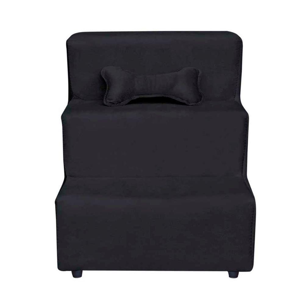 Escada Pet Almofadada 3 Degraus Para Cães E Gatos Veludo Preto - 2