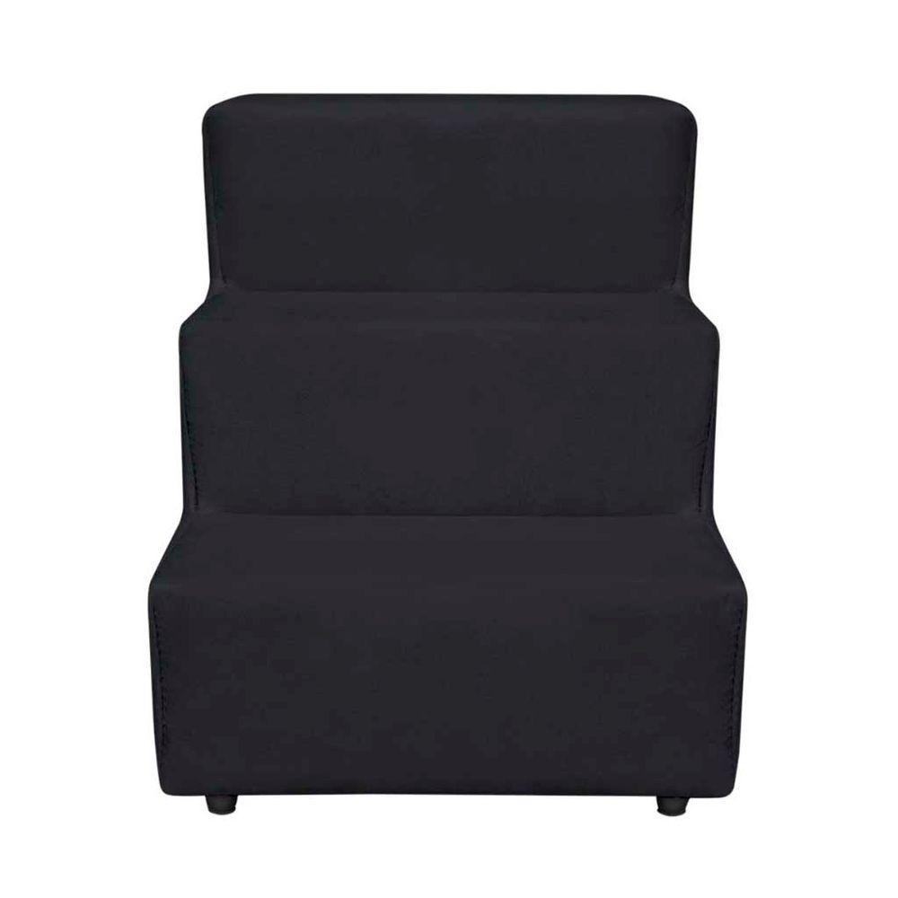 Escada Pet Almofadada 3 Degraus Para Cães E Gatos Veludo Preto - 3