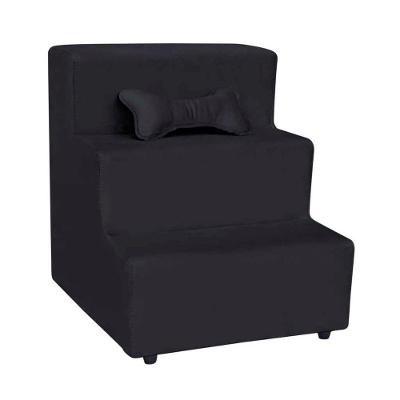 Escada Pet Almofadada 3 Degraus Para Cães E Gatos Veludo Preto