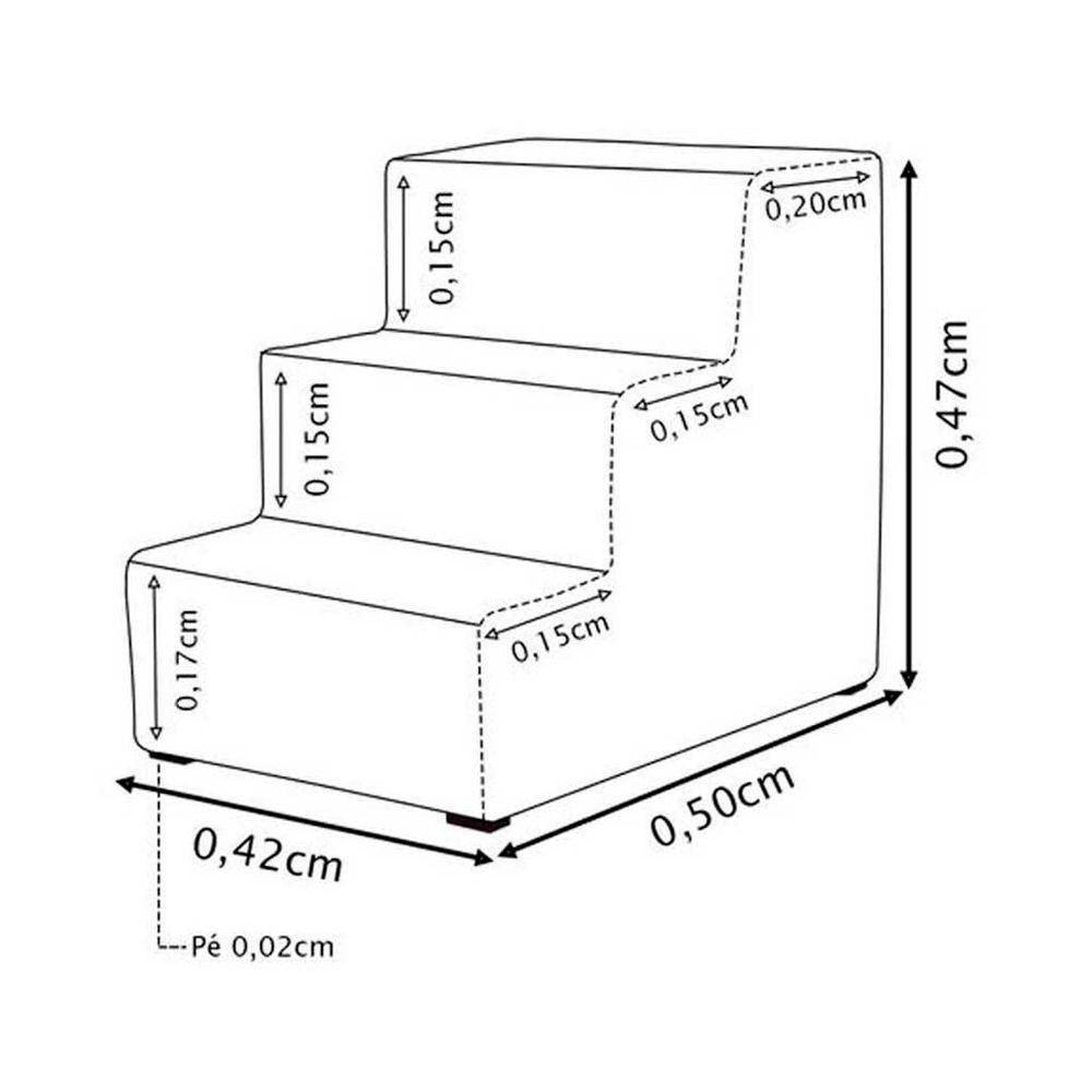Escada Pet Almofadada 3 Degraus Para Cães E Gatos Veludo Cinza - 6