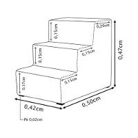 Escada Pet Almofadada 3 Degraus Para Cães E Gatos Veludo Cinza - 6
