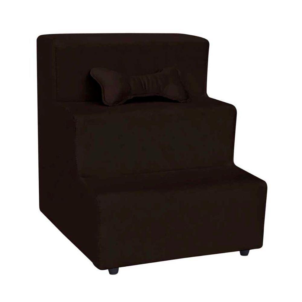 Escada Pet Almofadada 3 Degraus Para Cães E Gatos Veludo Marrom - 1