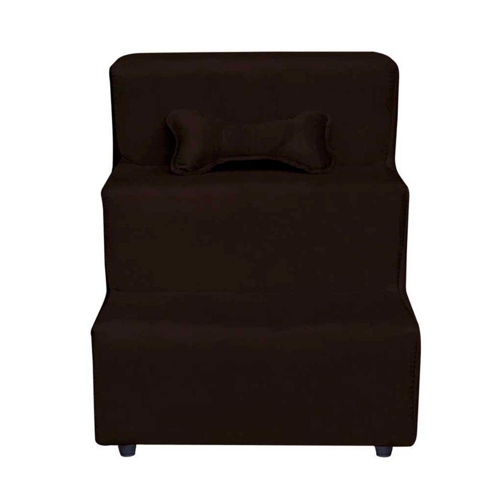 Escada Pet Almofadada 3 Degraus Para Cães E Gatos Veludo Marrom - 2