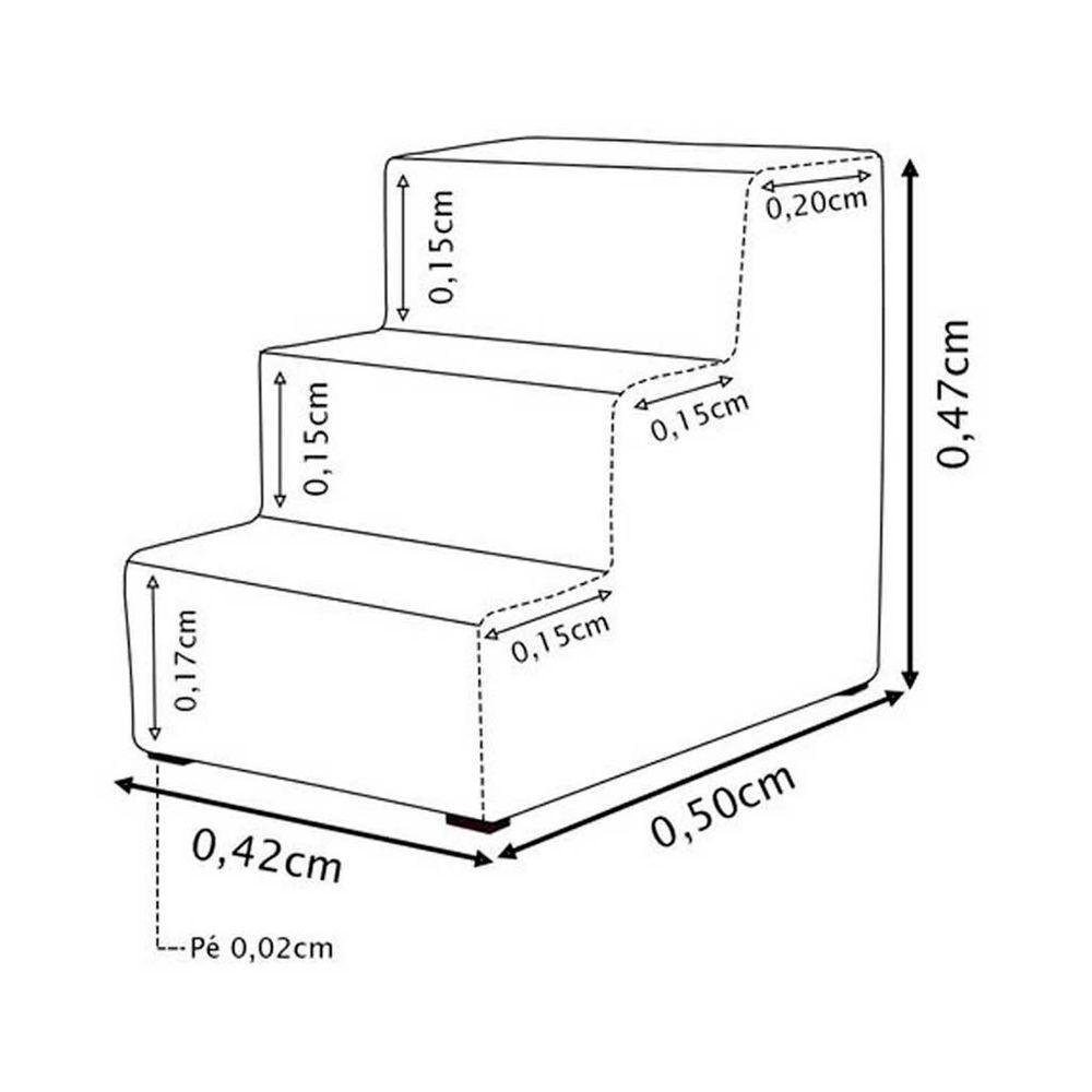 Escada Pet Almofadada 3 Degraus Para Cães E Gatos Veludo Marrom - 7