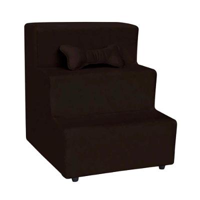 Escada Pet Almofadada 3 Degraus Para Cães E Gatos Veludo Marrom