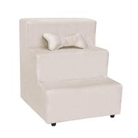 Escada Pet Almofadada 3 Degraus Para Cães E Gatos Veludo Bege - 1