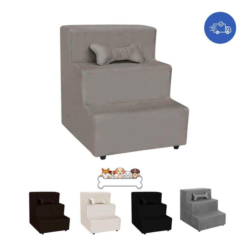 Escada Pet Almofadada 3 Degraus Para Cães E Gatos Veludo Cappucino - 7