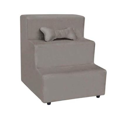 Escada Pet Almofadada 3 Degraus Para Cães E Gatos Veludo Cappucino