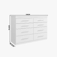 Cômoda Grande 8 Gavetas Quarto Casal Ou Solteiro Branco Branco - 3