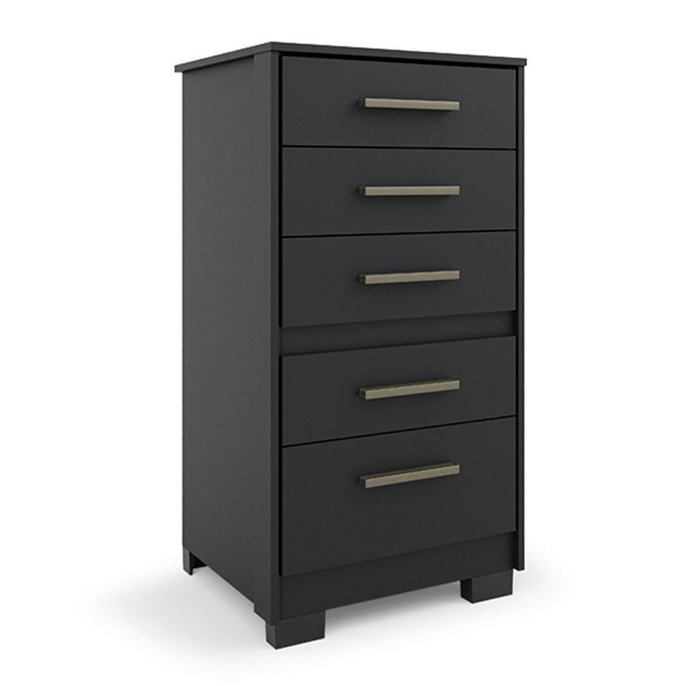 Cômoda Alta Gaveteiro Para Quarto 5 Gavetas Preto Fosco Preto Fosco - 2