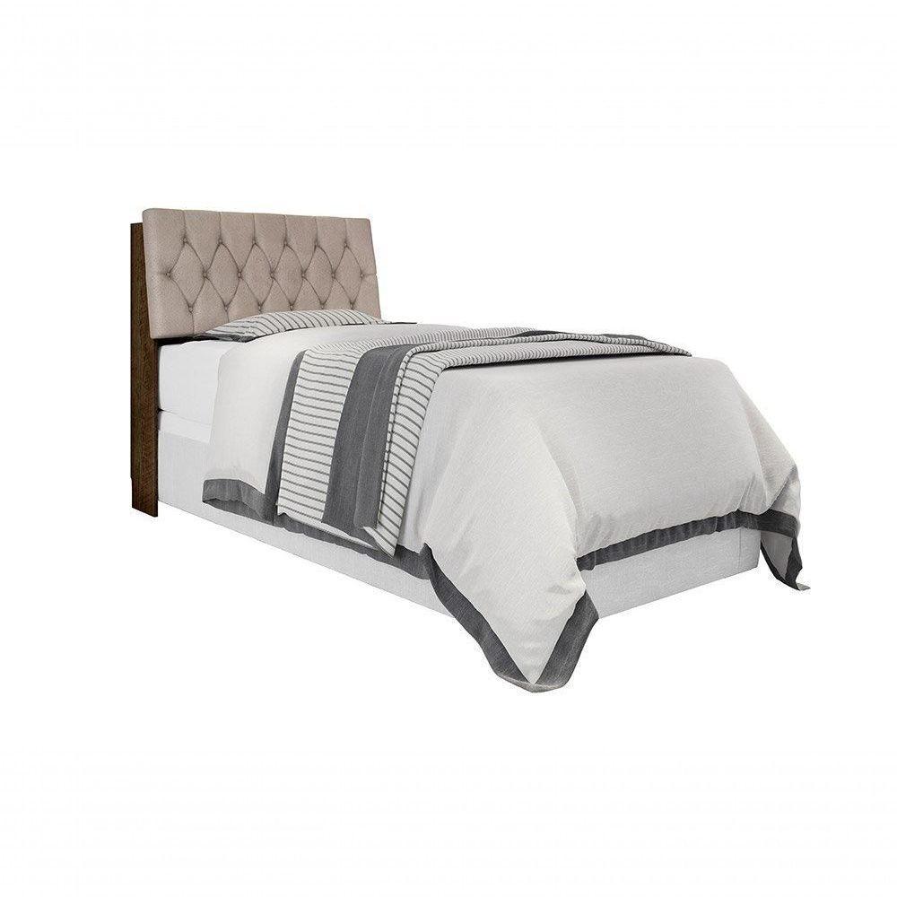 Cabeceira Box Solteiro 0,88 Isis Malbec Com Capitonê Bege - Framar Móveis - 2