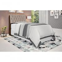 Cabeceira Box Solteiro 0,88 Isis Malbec Com Capitonê Bege - Framar Móveis - 1