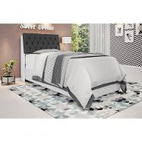 Cabeceira Box Solteiro 0,88 Isis Branco Com Capitonê Preto - Framar Móveis - 1