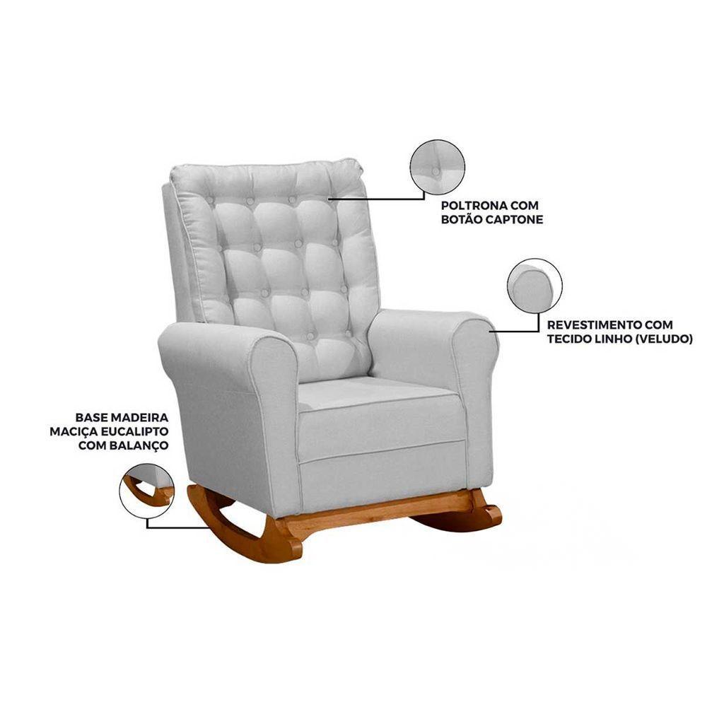 Poltrona Para Amamentação Paris Linho Ds Home Linho Cinza - 3