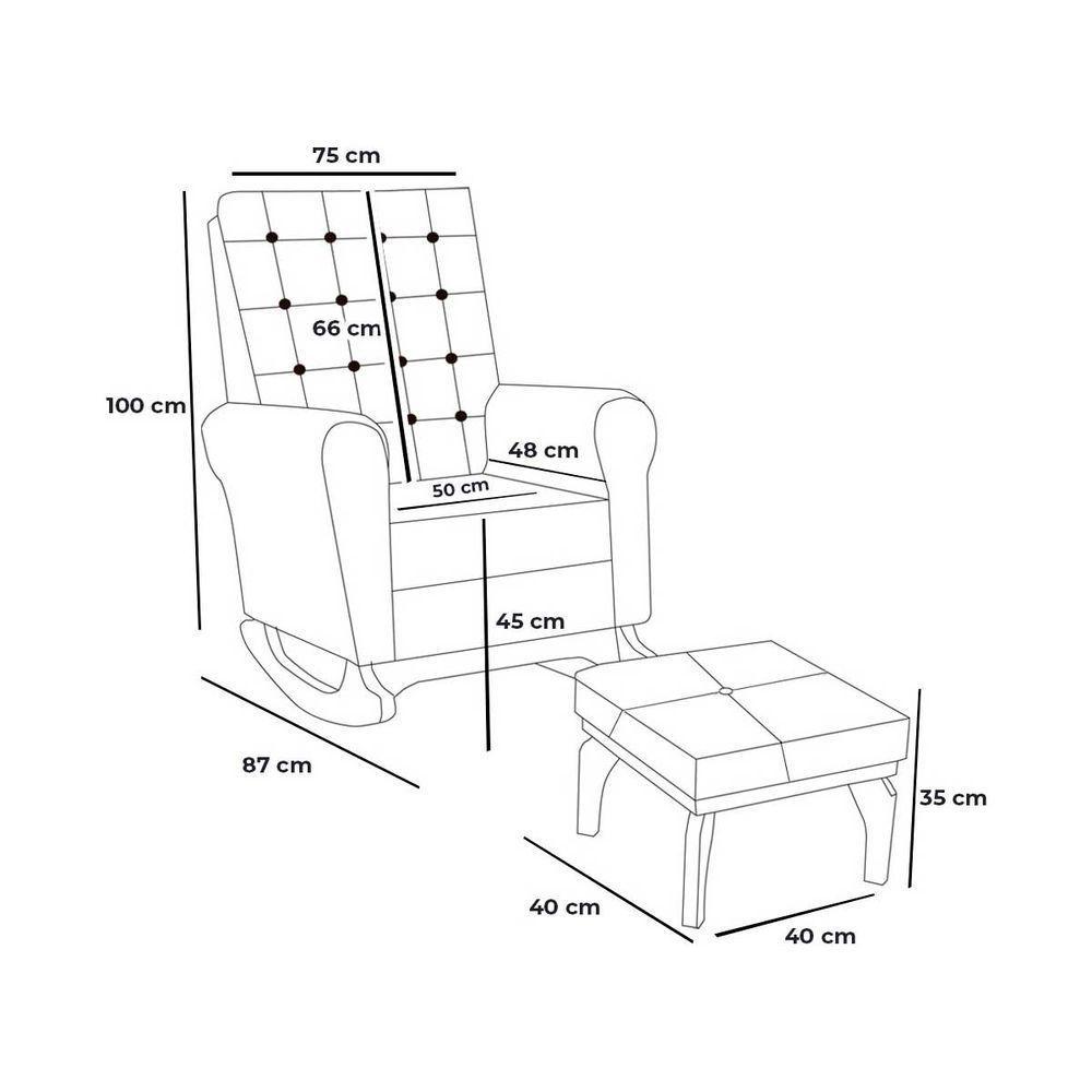 Poltrona Para Amamentação Com Puff Paris Linho Ds Home Linho Cinza - 6