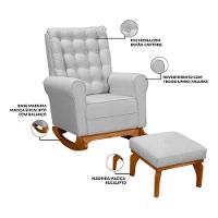 Poltrona Para Amamentação Com Puff Paris Linho Ds Home Linho Cinza