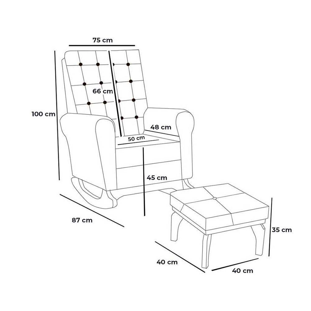 Poltrona Para Amamentação Com Puff Paris Linho Ds Home Linho Bege - 5