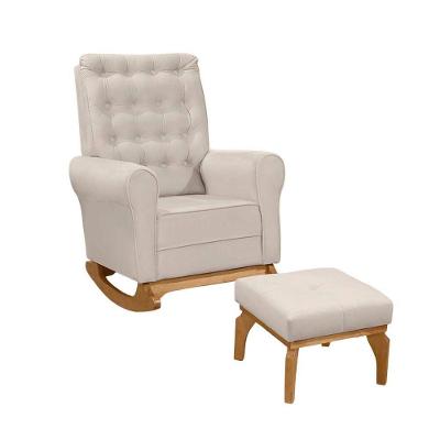 Poltrona Para Amamentação Com Puff Paris Linho Ds Home Linho Bege